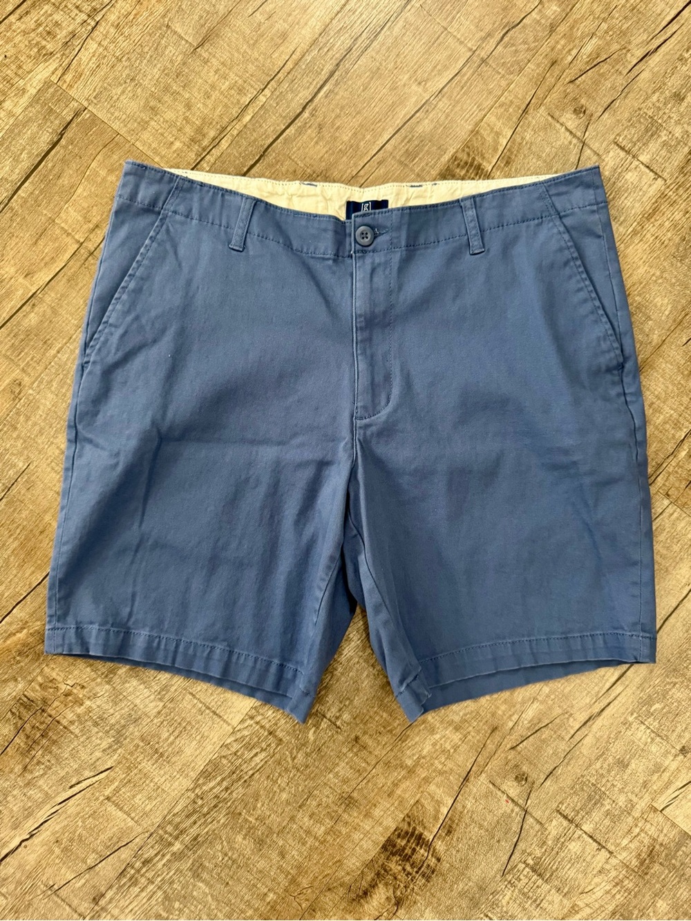 George Chino Shorts 36 Blue Mens Flat Front Stretch Casual Cotton Summer Shorts